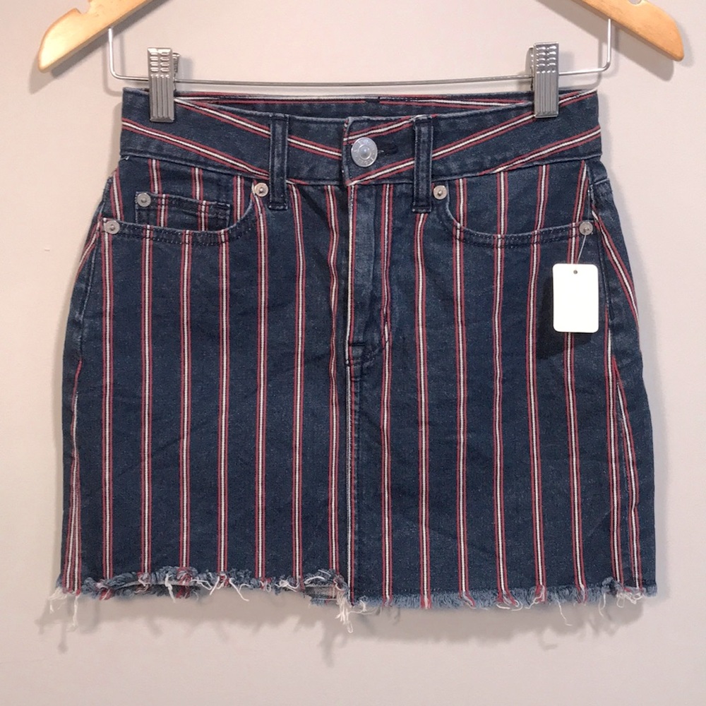 🐝 American Eagle Denim Stripe Mini Skirt XS